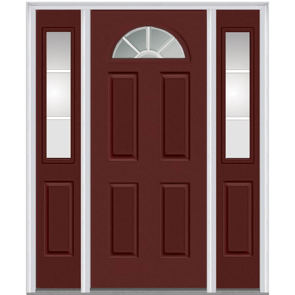 Red Front Doors Exterior The Home Depot 64 In X 80 Internal Grilles Right Hand 1 4