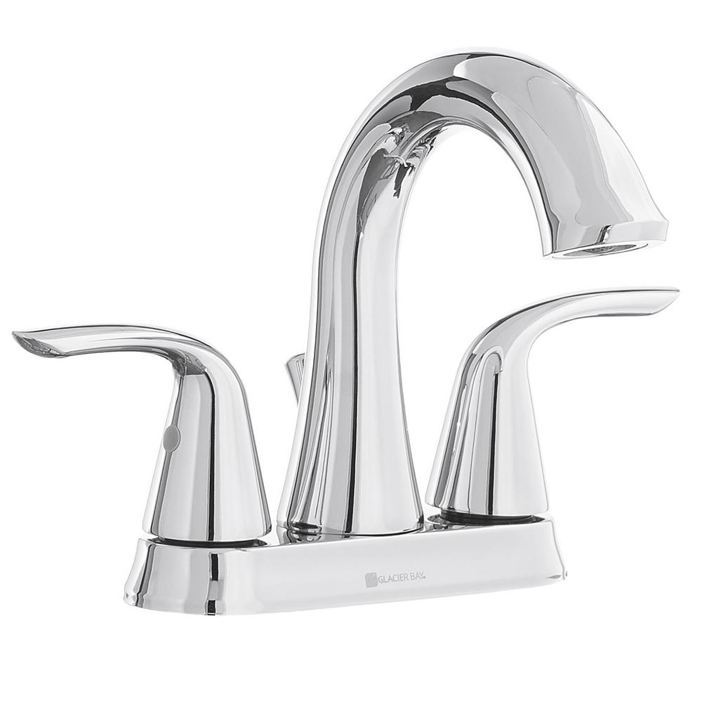 Glacier Bay Irena 4 in. Centerset 2-Handle Bathroom Faucet in Chrome, Grey