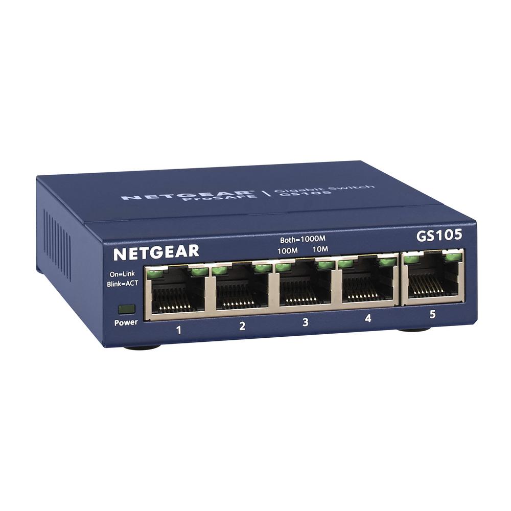 Netgear 5 Port Gigabit Ethernet Unmanaged Switch Gs105na The Home Depot