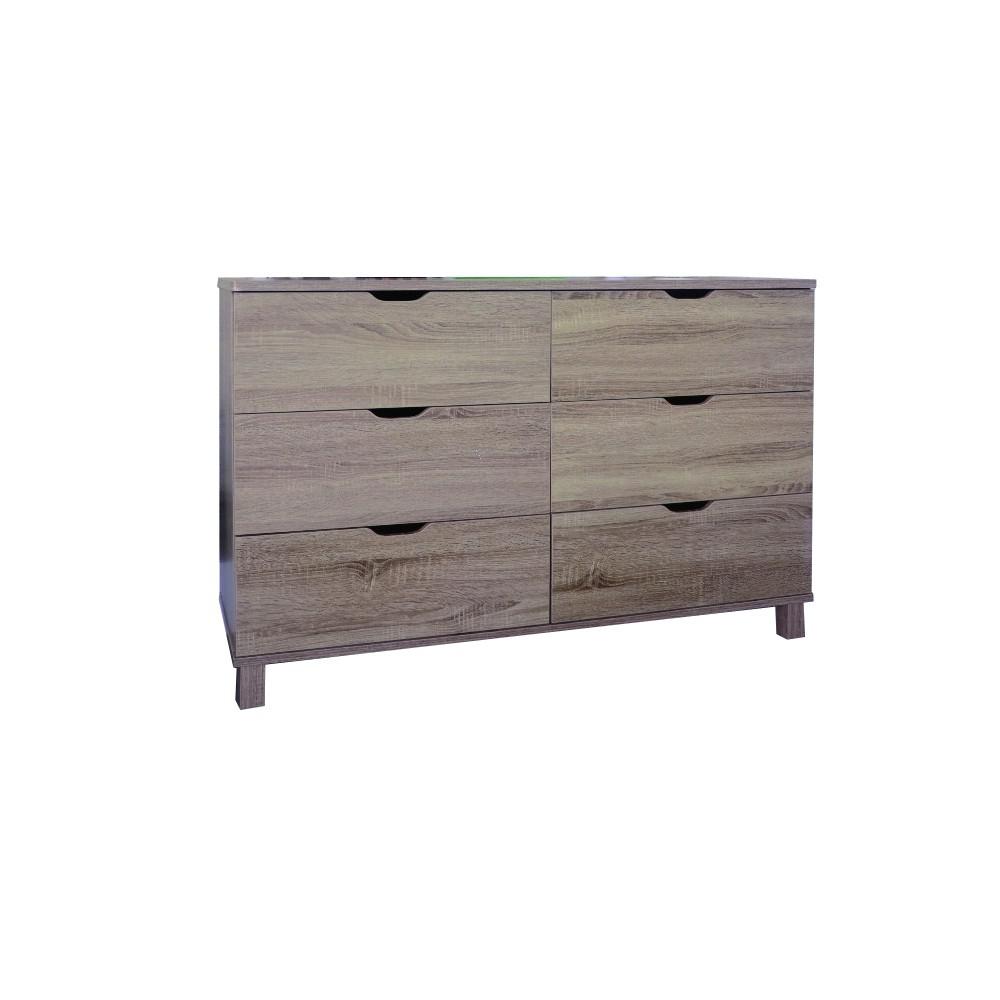 Benzara Spacious 6 Drawers Gray Dresser Without Mirror Bm141896