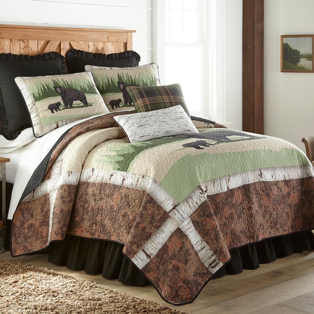 Donna Sharp Moonlit Bear Quilted Rustic Country Lodge Queen Quilt Bedding New