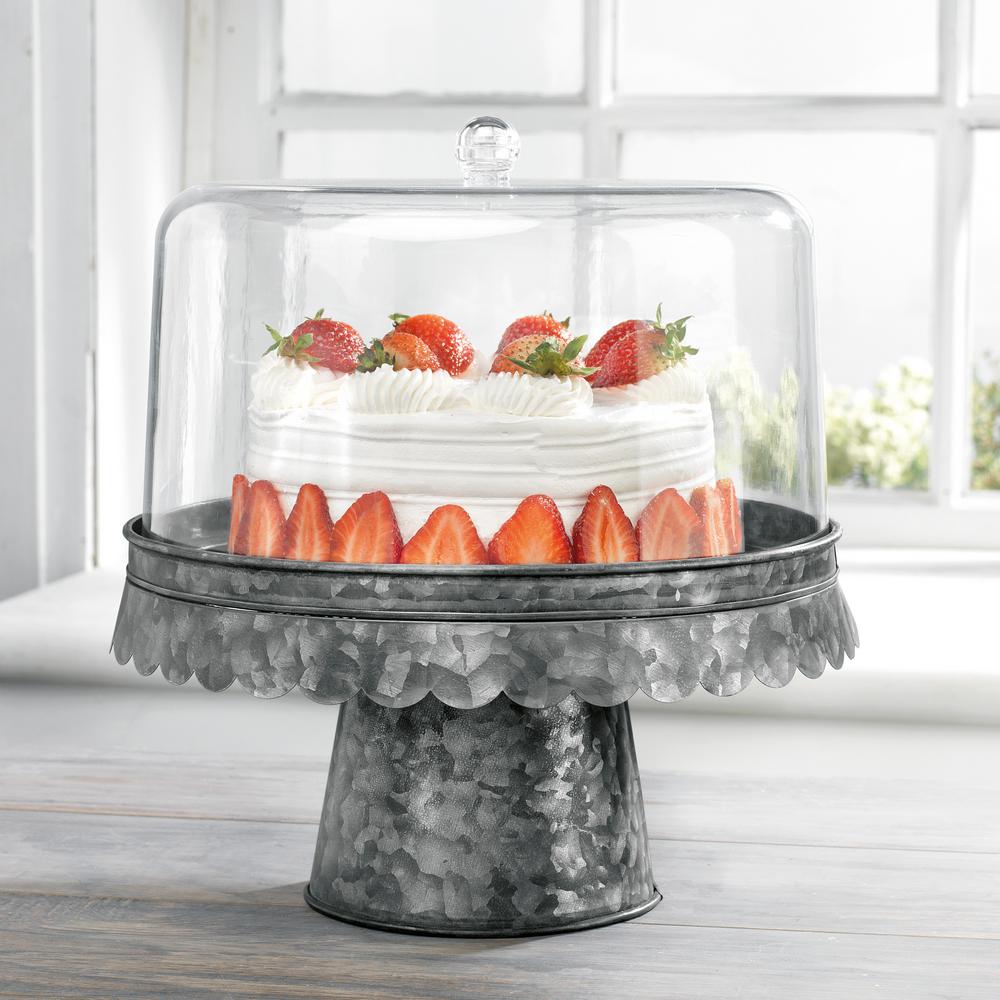 UPC 786460001091 product image for Home Essentials Fiddle and Fern Acrylic Galvanized Cake Stand | upcitemdb.com