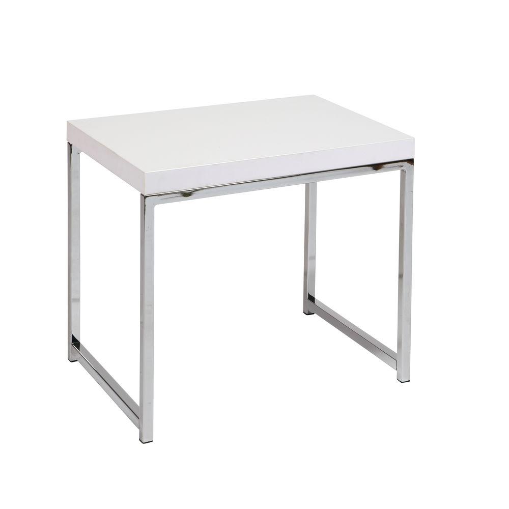 Minimalist Living Room Furniture The Home Depot Wall Street White Melamine And Chrome End Table