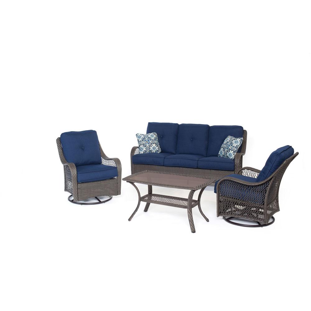 Cambridge Merritt 4 Piece All Weather Wicker Patio Conversation Set With Navy Blue Cushions Merritt4pc Gnvy The Home Depot