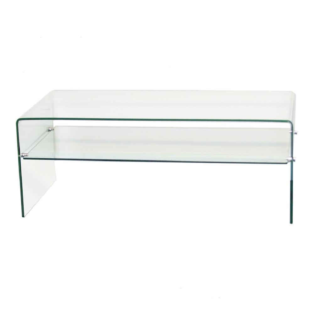 3 8 In Thick Clear Bent Glass Coffee Table With Shelf Xct321 The Thick Clear Bent Glass Coffee Table With Shelf