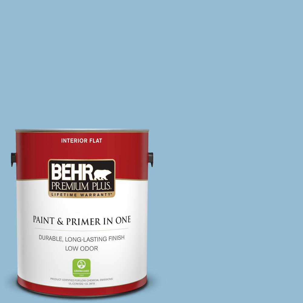 BEHR PREMIUM PLUS 1 gal. M5003 Blue Chalk color Flat Low Odor