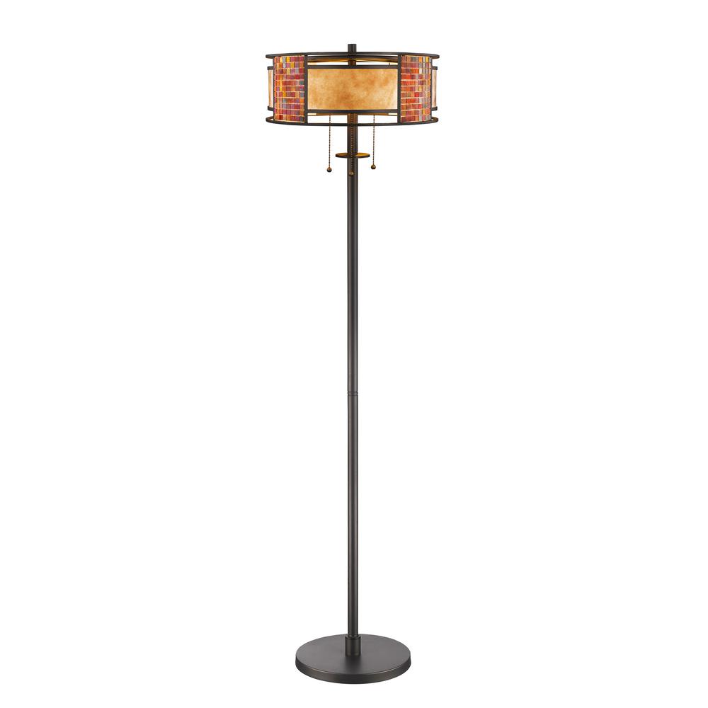 Filament Design 60 In 3 Light Bronze Floor Lamp With White Mica And Tile Gl Hd Te64575 The Home Depot Light Bronze Floor Lamp With White Mica