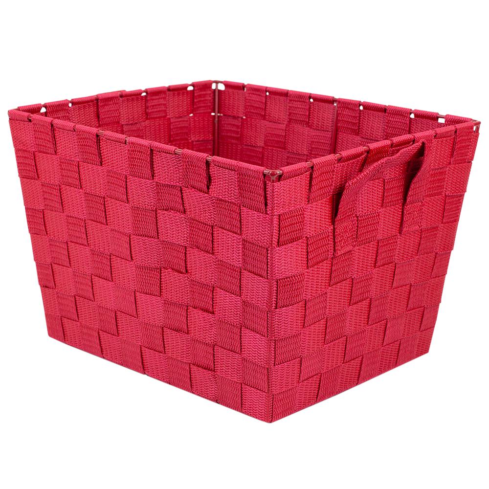 Home Basics 10 in. x 12 in. Red Polyester Woven BinPB49458 The Home