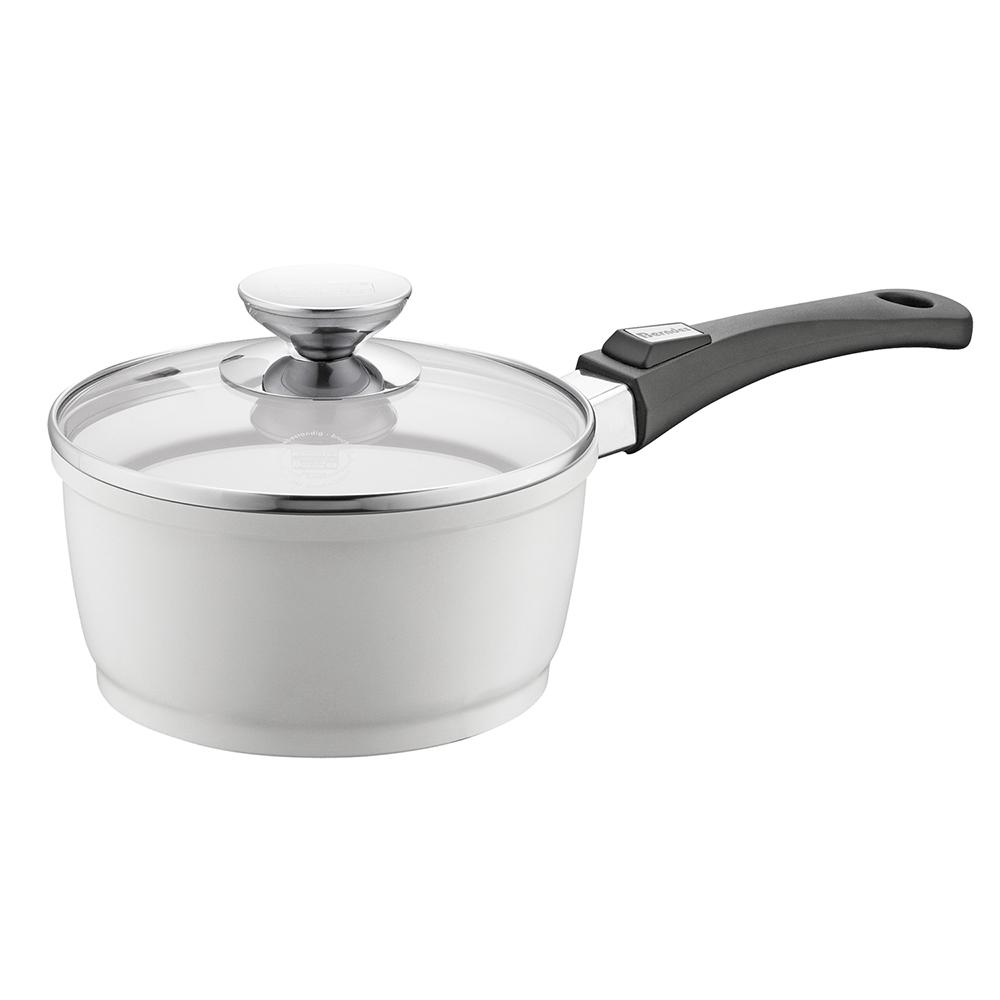 Vario Click Pearl 1.25 qt. Cast Aluminum Ceramic Nonstick Sauce Pot in White with Glass Lid