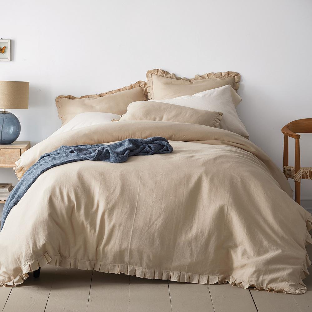The Company Store Linen Cotton Solid 3 Piece Sand King Duvet Cover