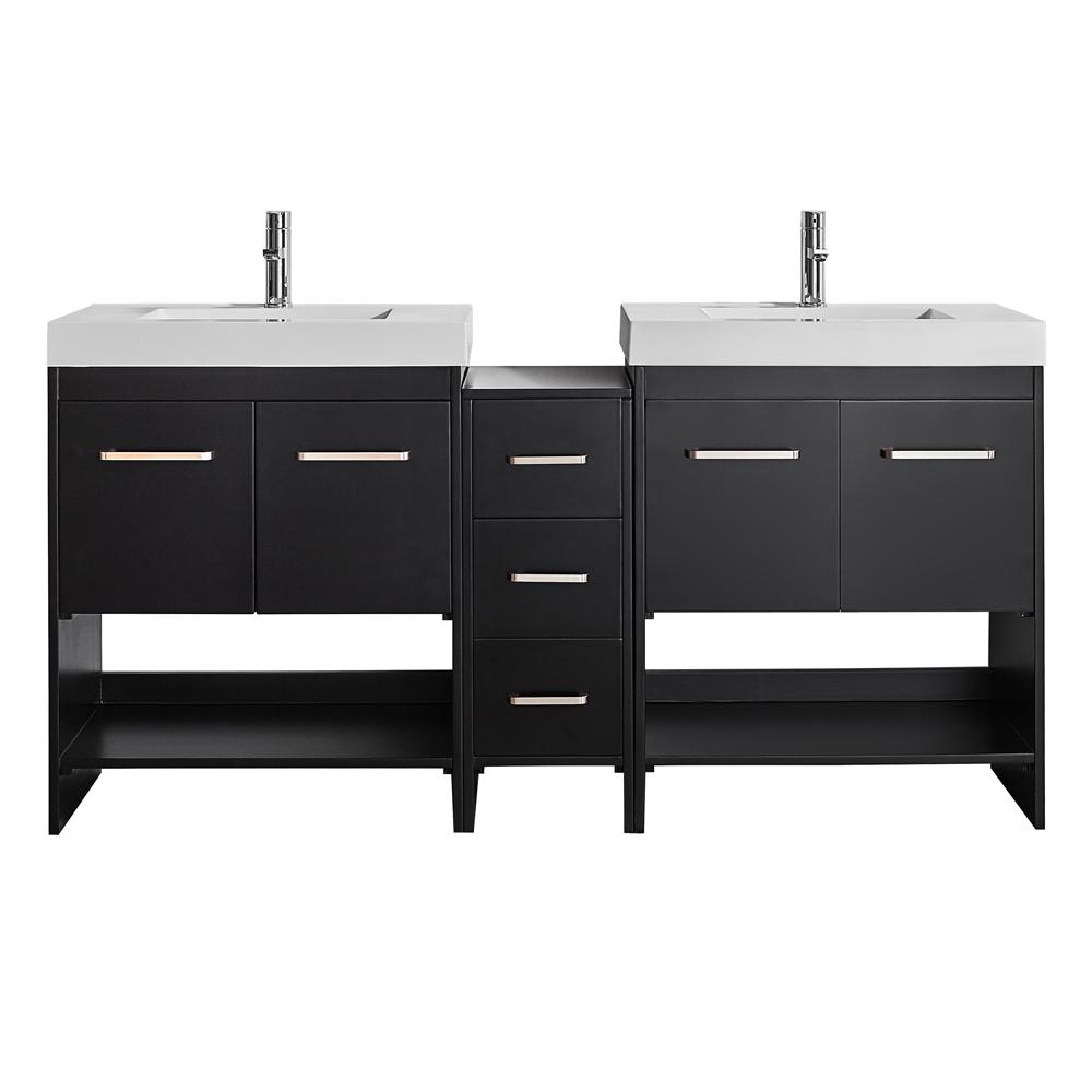 29 31 In Double Sink Bathroom Vanities Bath The Home Depot D Vanity In Espresso With Acrylic