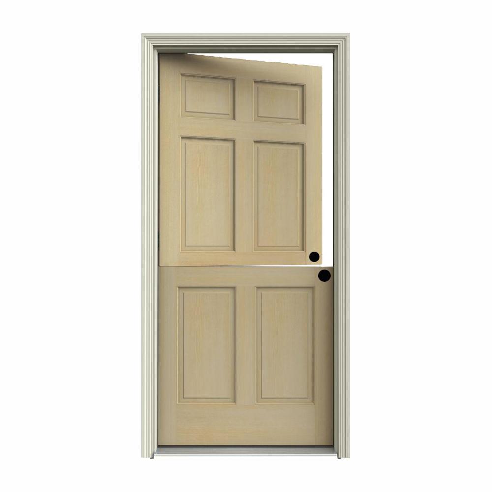 Jeld Wen 36 In X 80 6 Panel Unfinished Dutch Left Hand Inswing 36 In X 80 6 Panel Unfinished Dutch Left Hand Inswing Wood Prehung Front Door W Brickmould