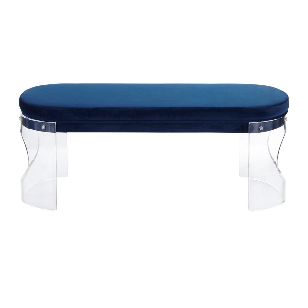 Lumisource Clarity Blue Velvet And Clear Acrylic Bench Bc