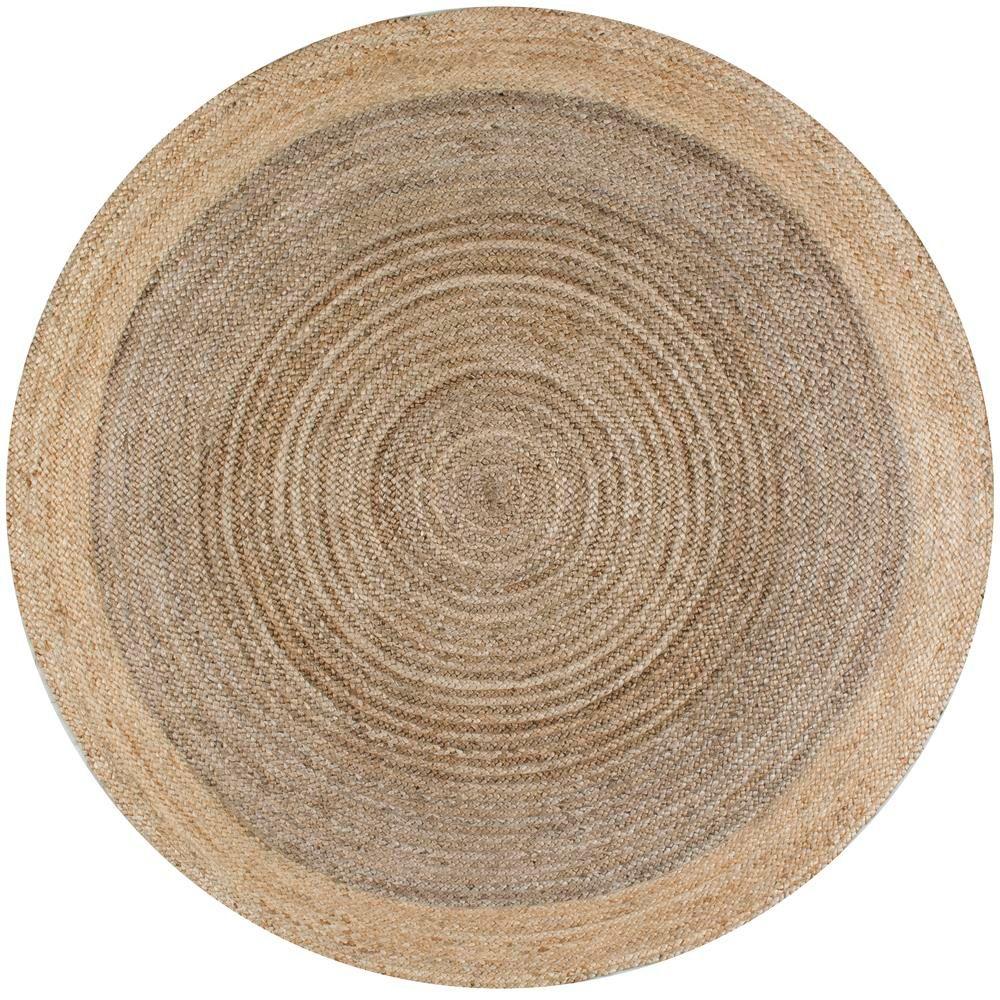 nuLOOM Eleonora Solid Jute Gray 8 ft. x 8 ft. Round Rug-TAJT09E-808R