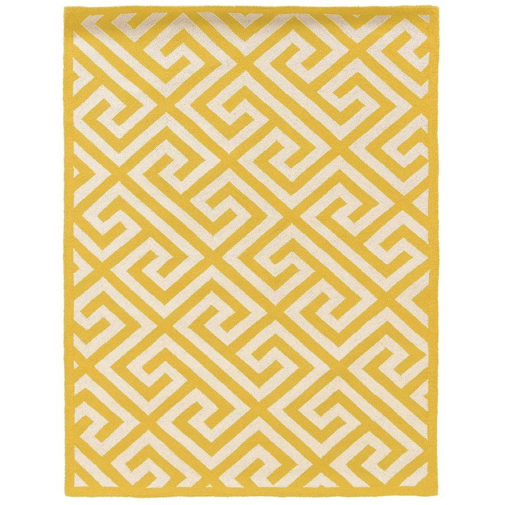 Linon Home Decor Silhouette Key Yellow And White 8 Ft X 10 Indoor Area Rug
