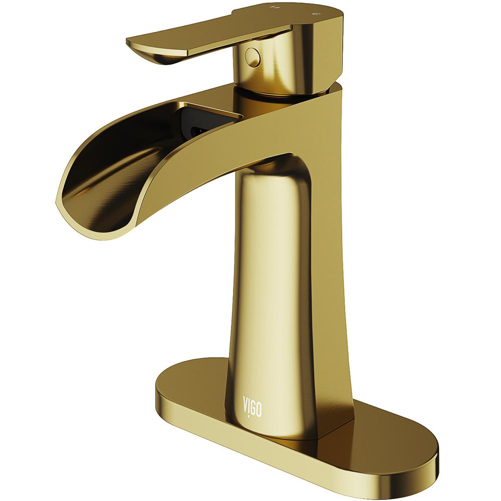 VIGO Paloma Single Hole SingleHandle Bathroom Faucet in Matte GoldVG01041MG The Home Depot