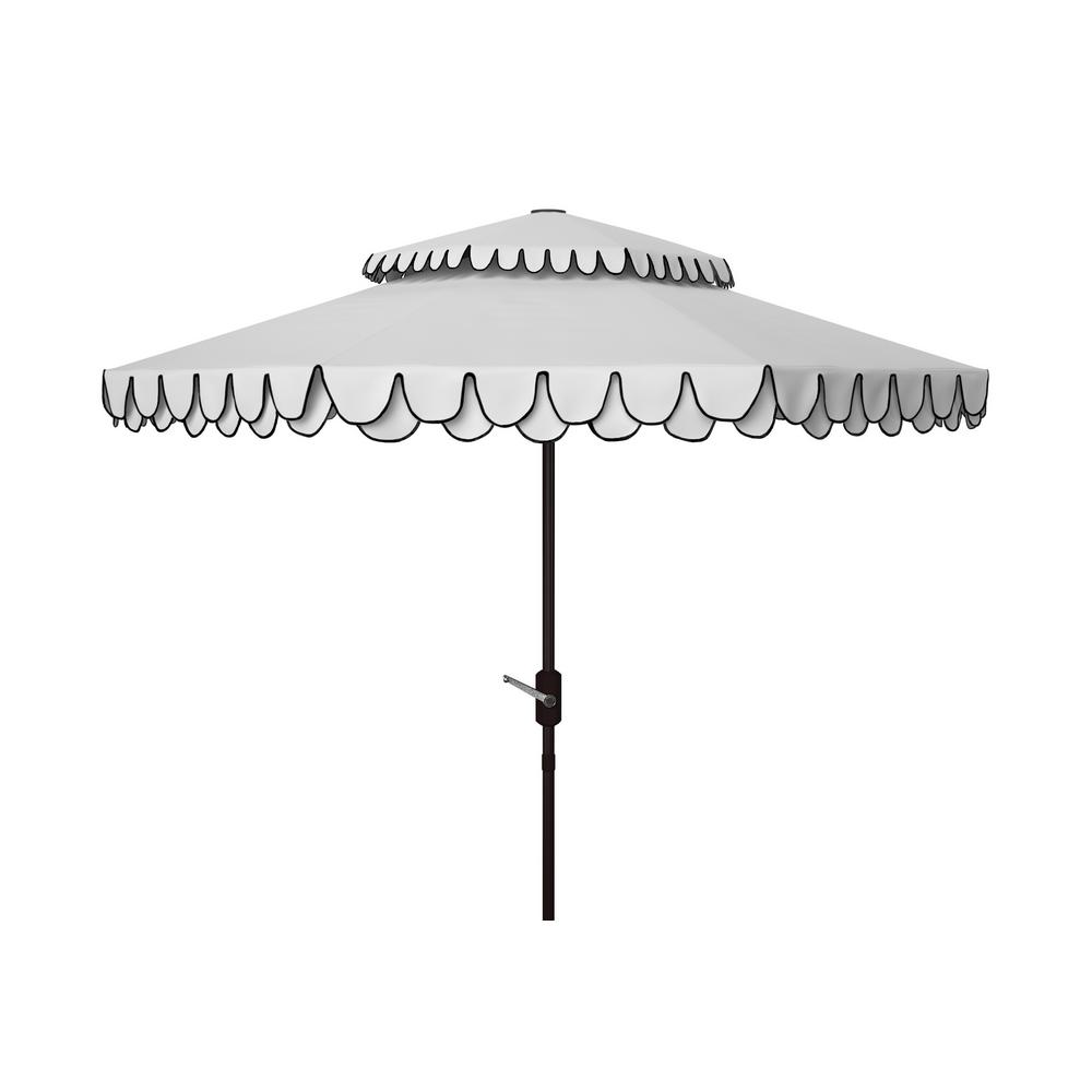 Safavieh Elegant Valance 9 Ft Aluminum Market Tilt Patio Umbrella In White Black Pat8206e The Home Depot