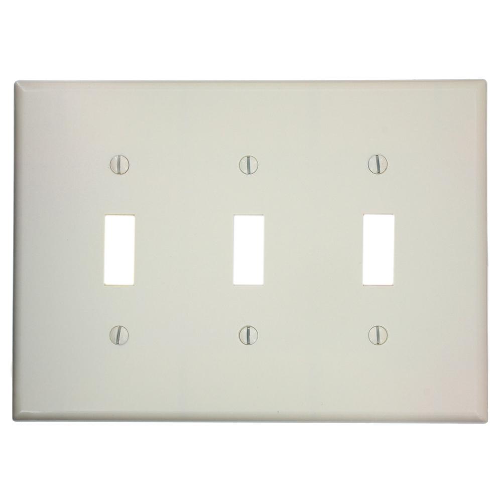 Leviton 3 Gang Midway Toggle Switch Wall Plate Light Almond 80511 T Leviton 3 Gang Midway Toggle Switch Wall Plate Light Almond