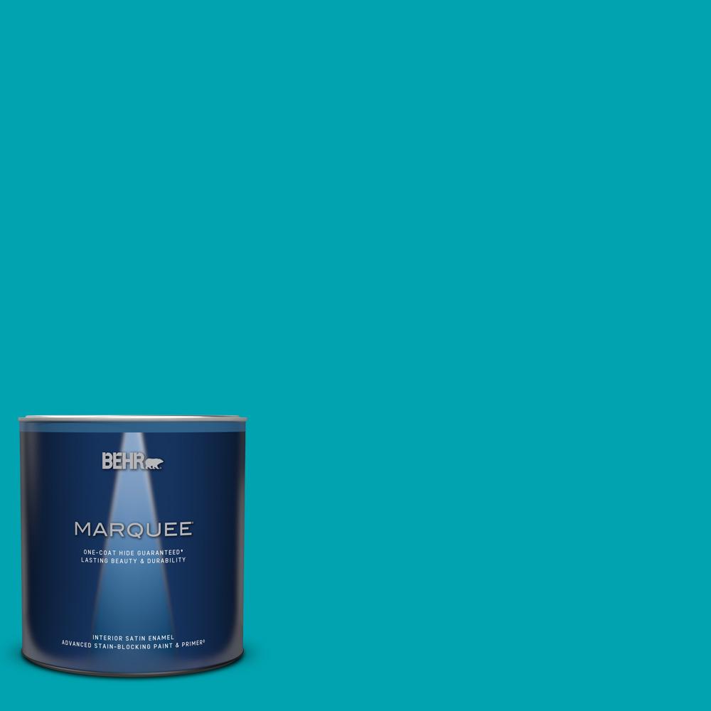 BEHR MARQUEE 1 qt. 510B6 Blue Jewel Satin Enamel Interior Paint and