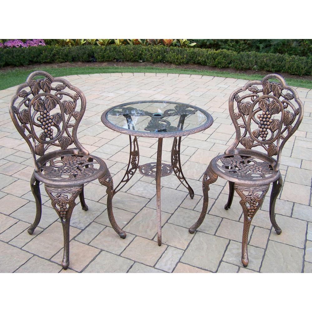 Vineyard Antique Bronze 3 Piece Aluminum Outdoor Bistro Set