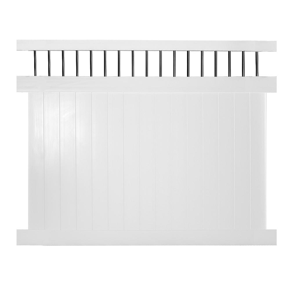 Weatherables Bradford 6 Ft H X 8 Ft W White Vinyl Privacy Fence Panel Kit Pwpr Ctrnd 6x8 The Home Depot