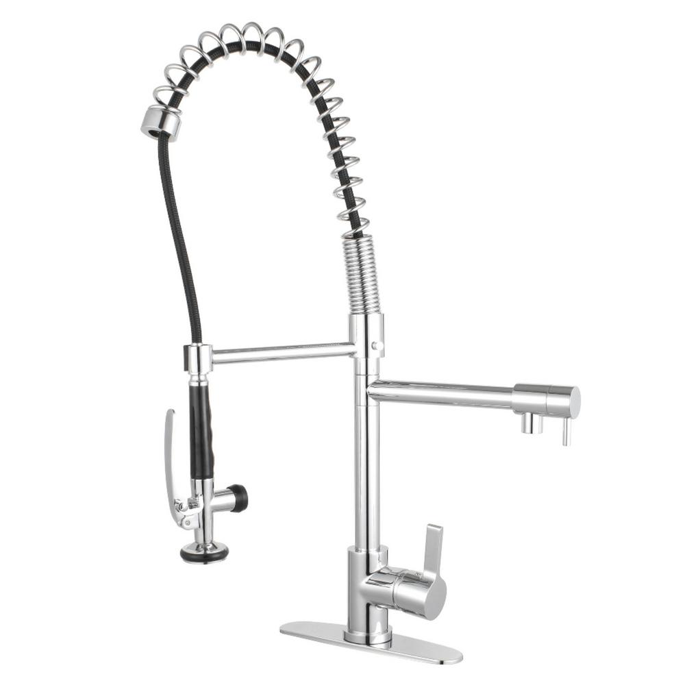 Reviews For Kingston Brass Single Handle Pre Rinse Spray Utility Pull Down Sprayer Kitchen Faucet In Chrome Hls8501ctl The Home Depot