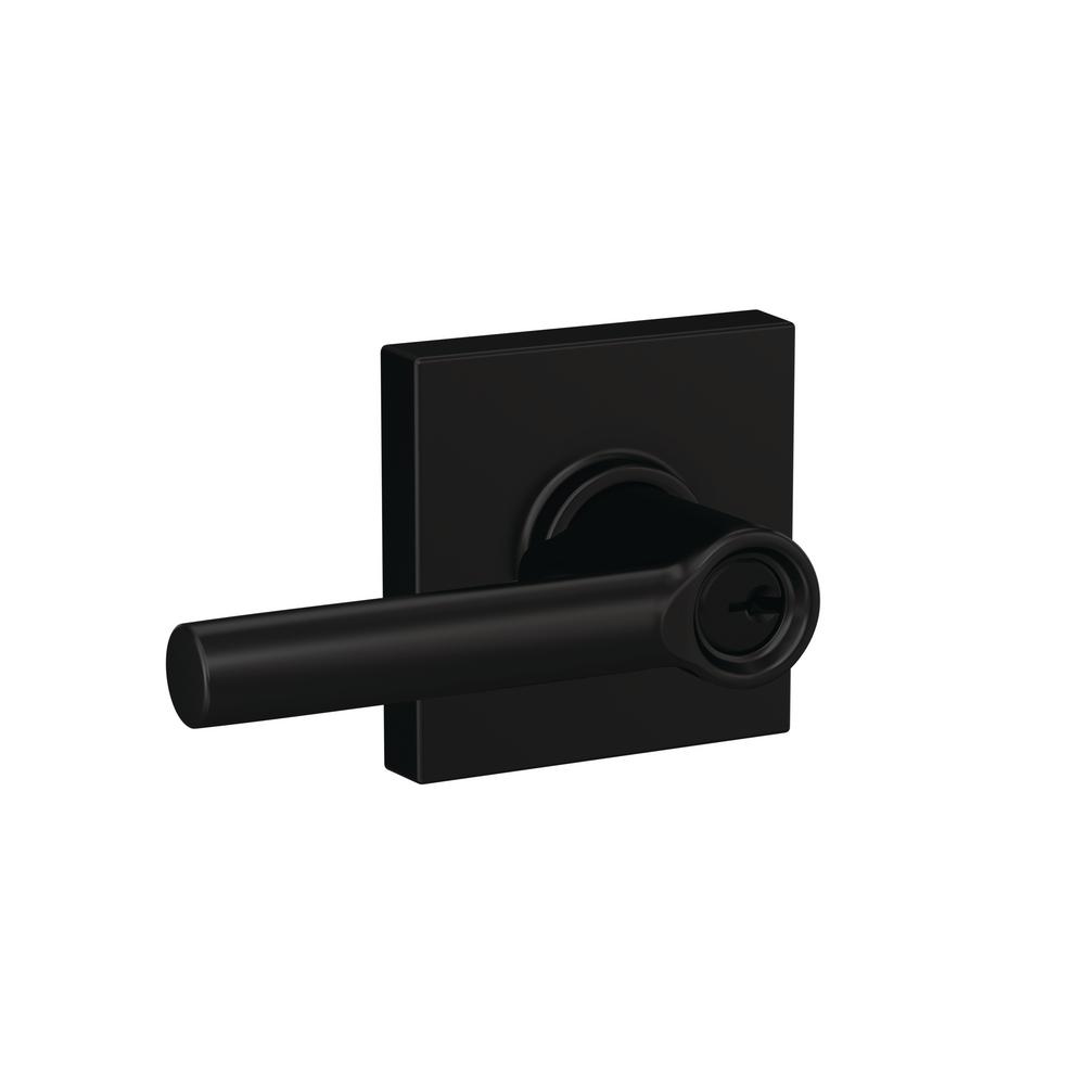 Schlage Custom Broadway Matte Black Collins Trim Keyed Door LeverF51A