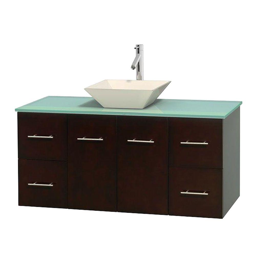 Wyndham Collection Centra 48 in. Vanity in Espresso with Glass Vanity