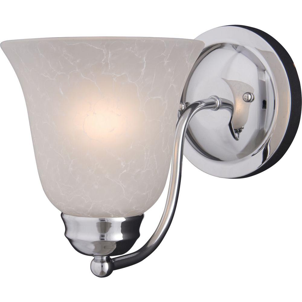 Maxim Lighting Basix 1 Light Polished Chrome Sconce 2120icpc The Home Depot Maxim Lighting Basix 1 Light Polished