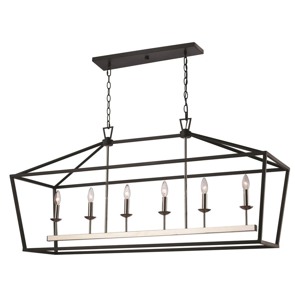 Bel Air Lighting Pendant Lights The Home Depot Lacey 6 Light Black And Brushed Nickel Pendant