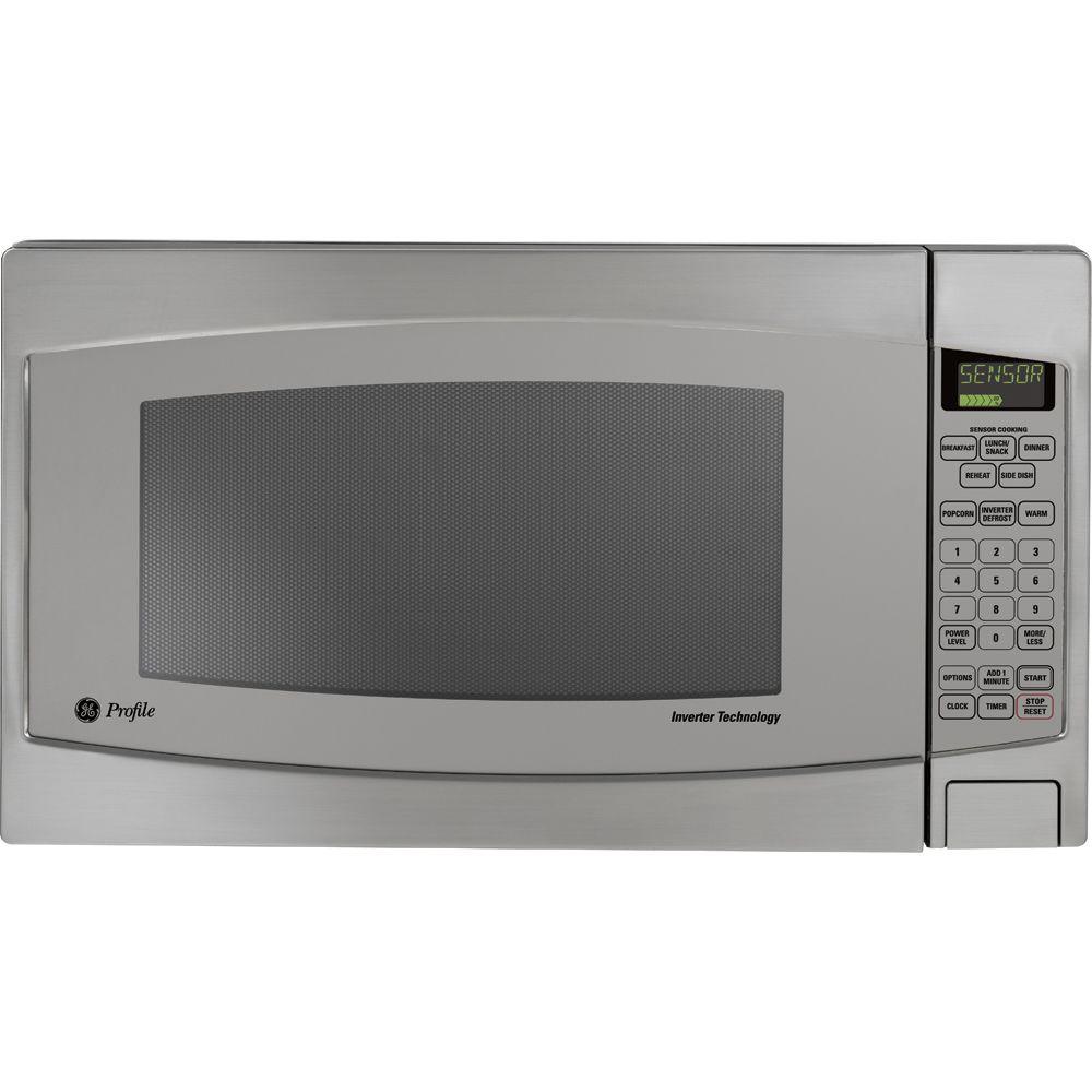 Ge Profile 2 Cu Ft Countertop Microwave In Stainless Steel With Ge Profile 2 Cu Ft Countertop Microwave In Stainless Steel With Defrost And Sensor Controls Jes2251sj The Home Depot