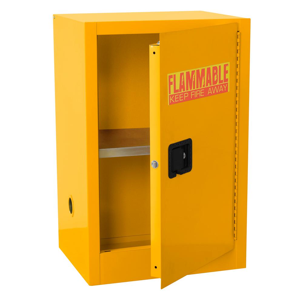 Edsal 35 In H X 23 In W X 18 In D Steel Freestanding Flammable Liquid Safety Single Door Storage Cabinet In Yellow Sc12f The Home Depot