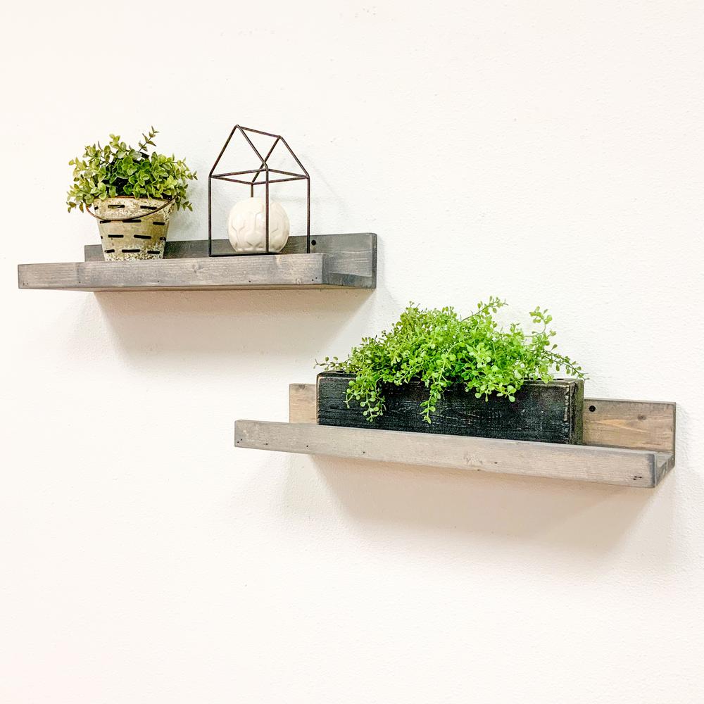 Del Hutson Designs Rustic Luxe 7 In X 24 In Gray Pine Floating Decorative Wall Shelves Dhd1227gr The Home Depot