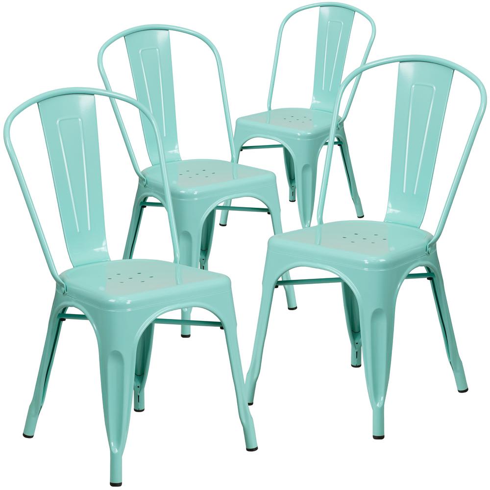 Carnegy Avenue Stackable Metal Outdoor Dining Chair in Mint Green (Set