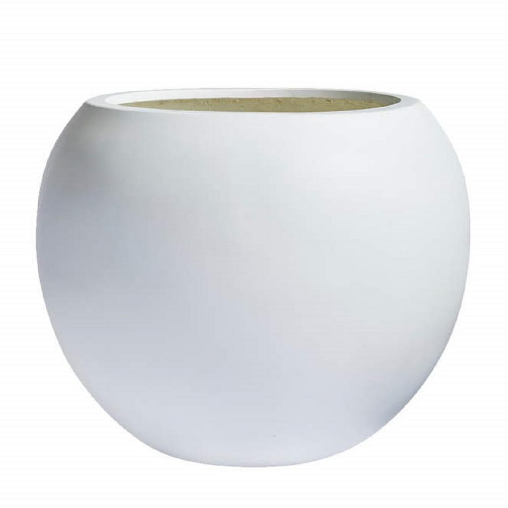 Dream Patio Riverside 21" dia. x 17"H White Fiberstone Ball Planter