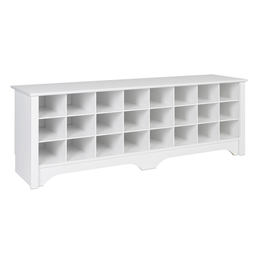Prepac 60 in. White Shoe Cubby Bench 