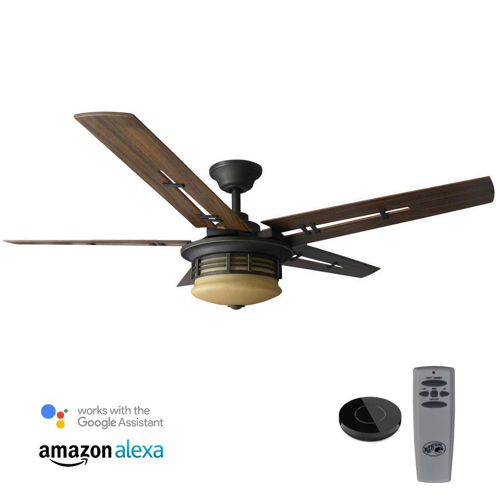 Alexa Ceiling Fans Lighting The Home Depot Pendleton 52 In Led Oil Rubbed Bronze Ceiling Fan
