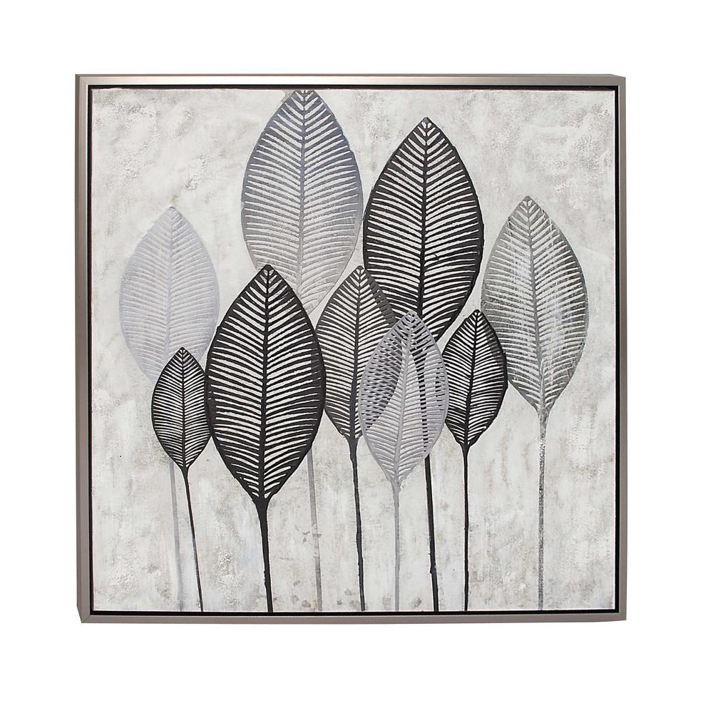 Black And White Veined Leaves Hand Painted Framed Canvas Wall Art Black And White Veined Leaves Hand Painted Framed Canvas Wall Art