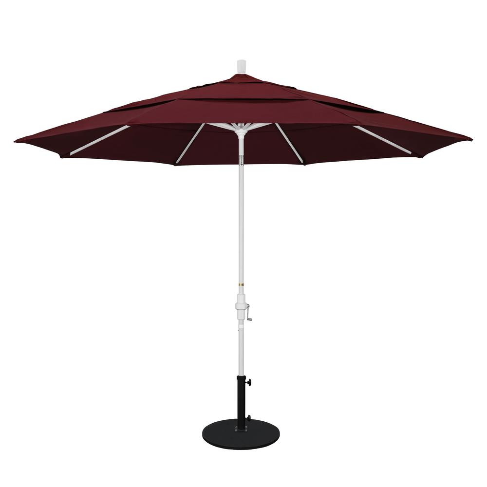 California Umbrella 11 Ft Aluminum Collar Tilt Double Vented Patio Umbrella In Brick Pacifica Gscu118170 Sa40 Dwv The Home Depot