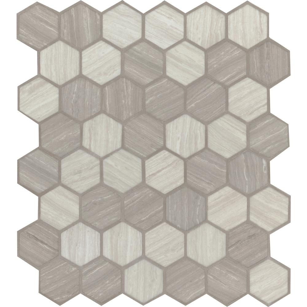 Msi Silva Oak Hexagon 12 75 In X 11 02 In X 6mm Glass Mesh