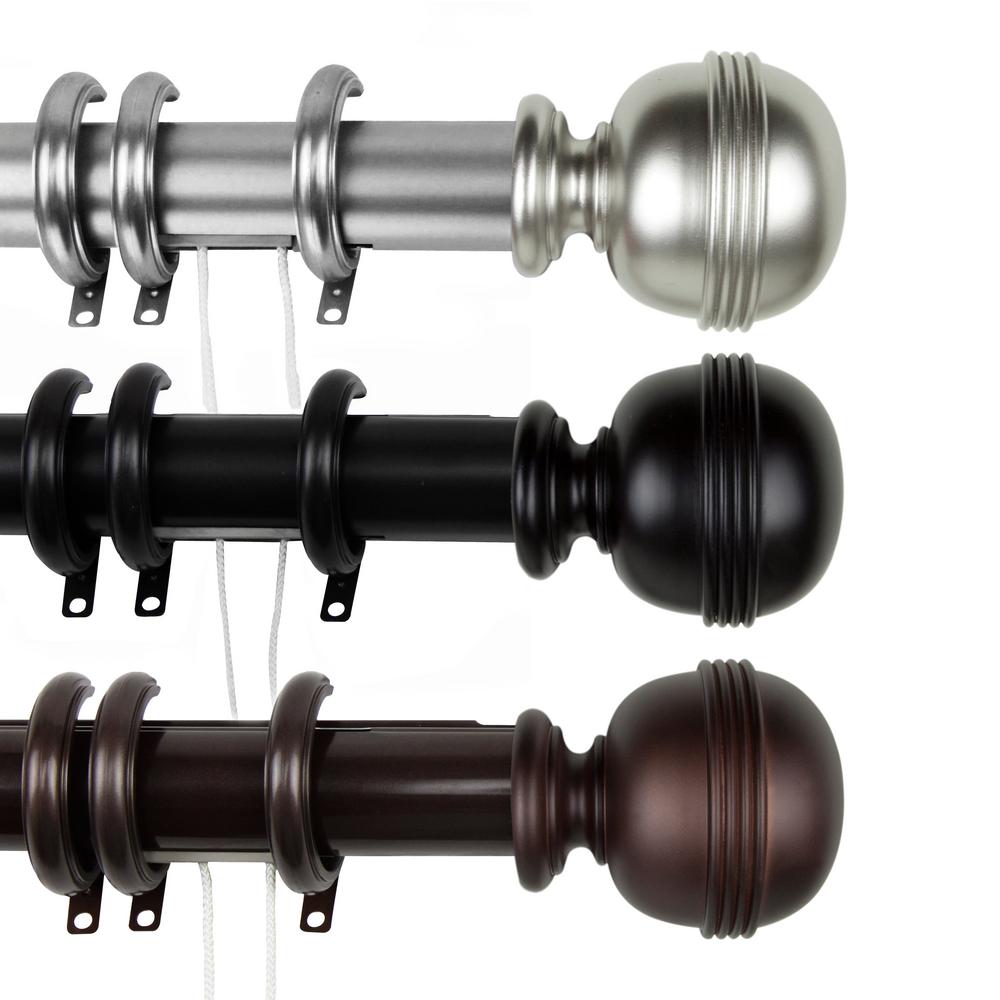 84 In 156 Jovian Decorative Traverse Rod With Rings Black 84 In 156 Jovian Decorative Traverse Rod With Rings Black