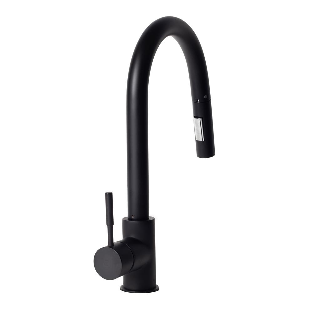 Zline Kitchen And Bath Gemini Single Handle Pull Down Sprayer Faucet In Matte Black