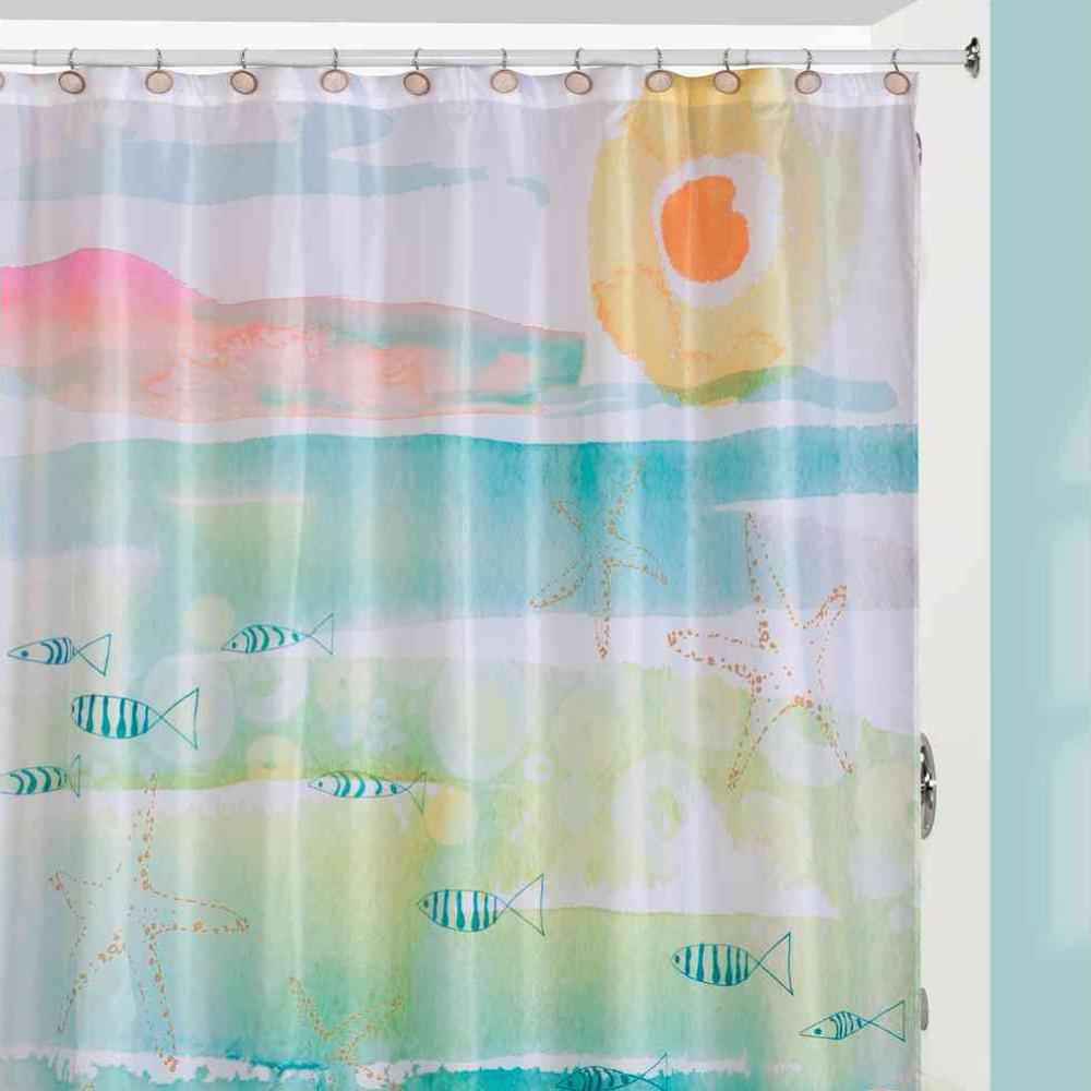 Shower Curtain Bath Accessories The Home Depot By The Sea Beach Themed Shower Curtain Hooks Rug Set