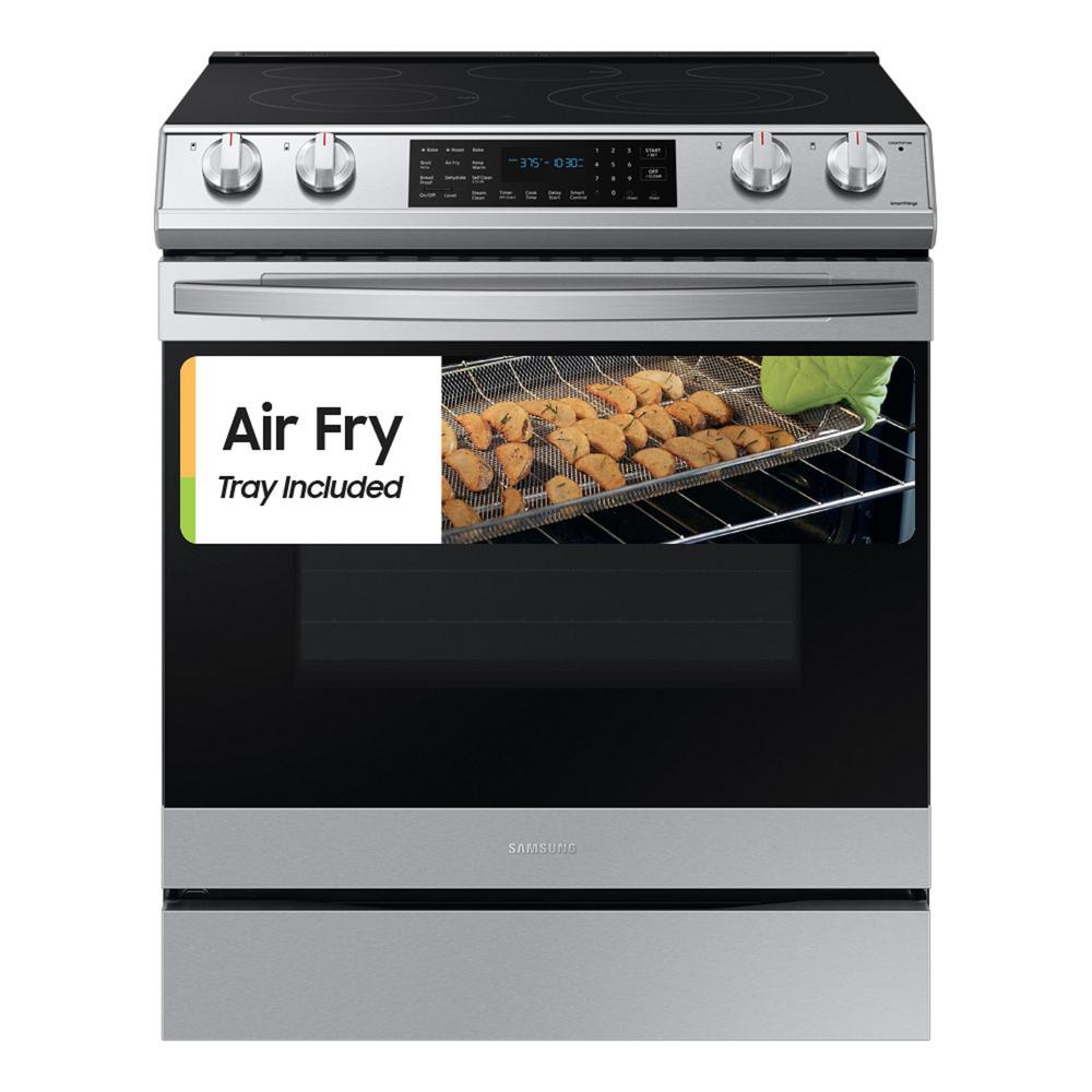 Samsung 6.3 cu. ft. Slide-In Electric Range with Air Fry Convection Oven in Fingerprint Resistant Stainless Steel, Silver