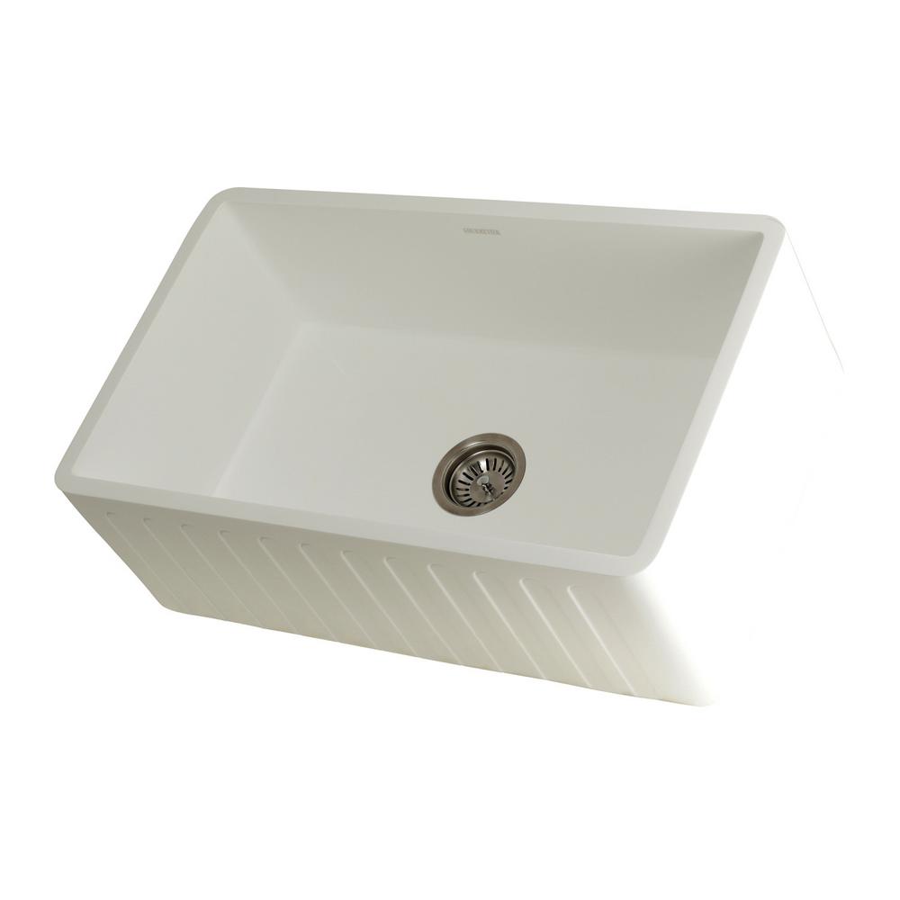 Kingston Brass Presley Farmhouse Solid Surface White Stone 30 In Single Bowl Kitchen Sink