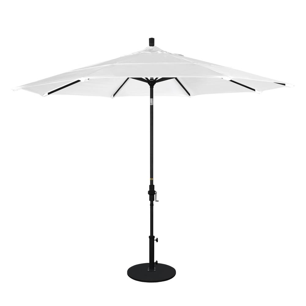 California Umbrella 11 Ft Black Aluminum Pole Market Aluminum Ribs Crank Lift Outdoor Patio Umbrella In Natural Sunbrella Gscu118302 5404 Dwv The Home Depot