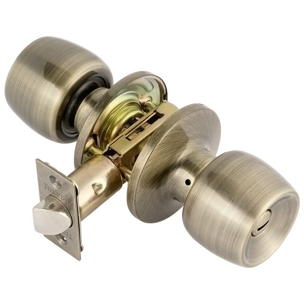 Toledo Fine Locks Malaga in Antique Brass Keyed Entry Door Knob lockset