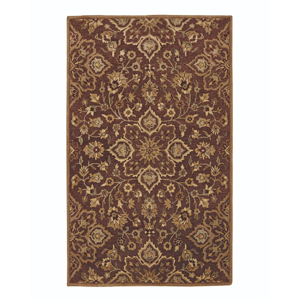 Concord Global Trading Ankara Floral Border Brown 5 Ft. 3 In. Round 