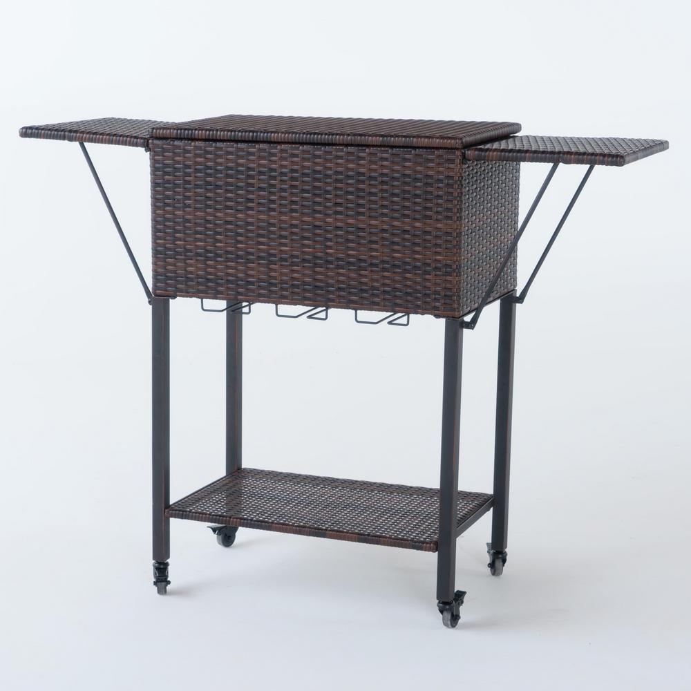 Le House Aabbye Multibrown Wicker Bar Serving Cart 298454 The Le House Aabbye Multibrown Wicker Bar Serving Cart