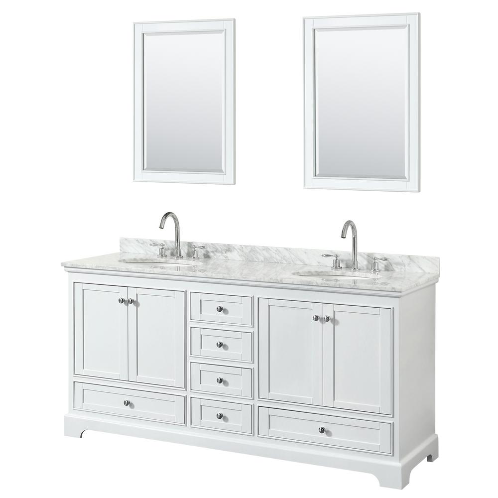 Wyndham Collection Deborah 72 In Double Vanity White With Marble Top Carrara Basins And 24 Mirrors Wyndham Collection Deborah 72 In Double Vanity White With Marble Top Carrara Basins And 24 Mirrors